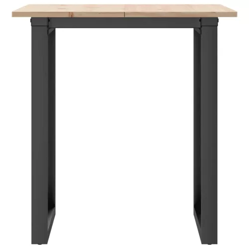Tömör fenyőfa és acél étkezőasztal O-vázzal 70x70x75 cm