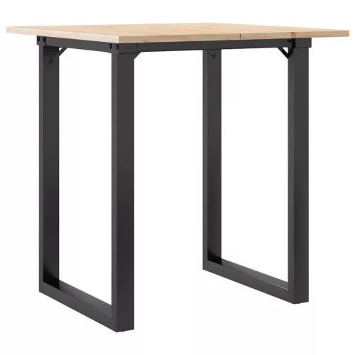 Tömör fenyőfa és acél étkezőasztal O-vázzal 70x70x75 cm