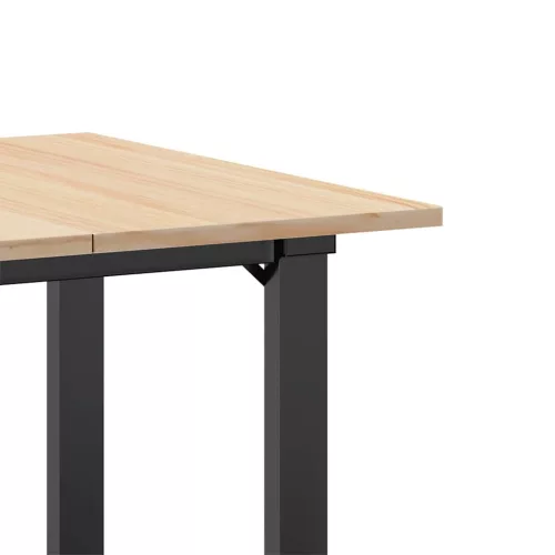 Tömör fenyőfa és acél étkezőasztal O-vázzal 70x70x75 cm