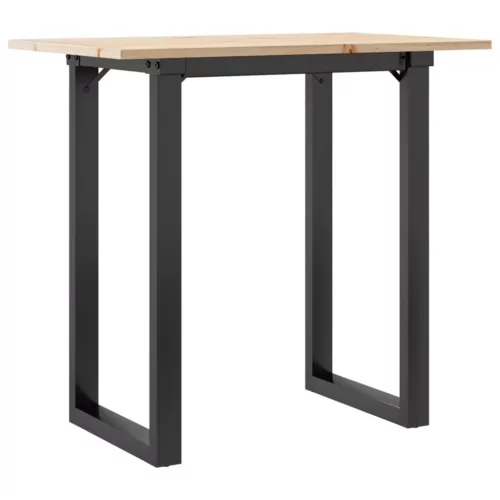 Tömör fenyőfa és acél étkezőasztal O-vázzal 80x50x75 cm