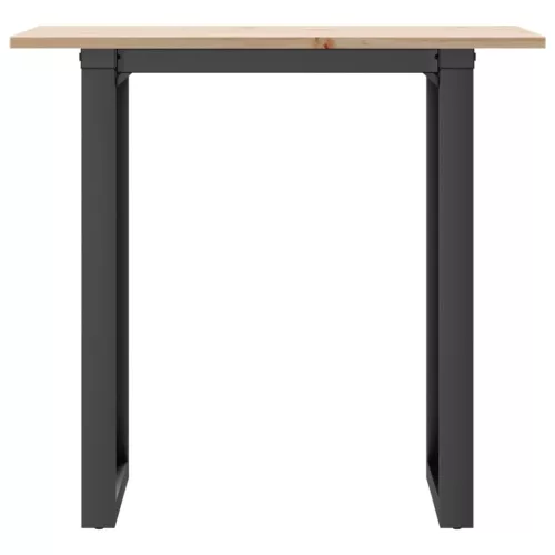 Tömör fenyőfa és acél étkezőasztal O-vázzal 80x50x75 cm