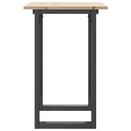 Tömör fenyőfa és acél étkezőasztal O-vázzal 80x50x75 cm