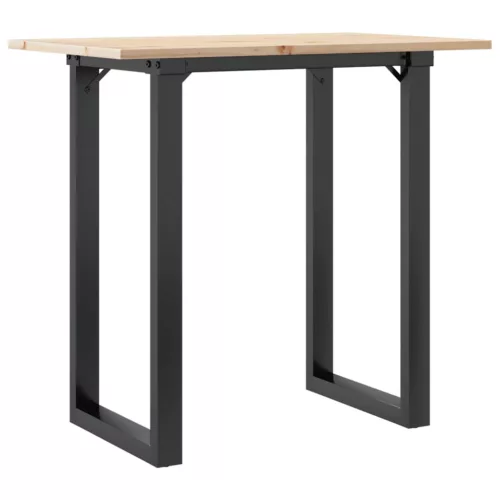 Tömör fenyőfa és acél étkezőasztal O-vázzal 80x50x75 cm
