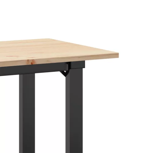 Tömör fenyőfa és acél étkezőasztal O-vázzal 80x50x75 cm