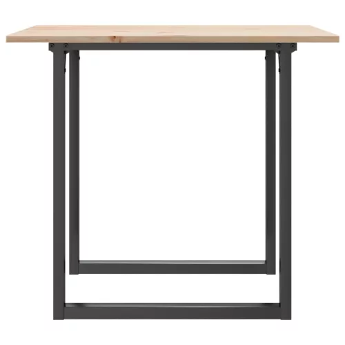 Tömör fenyőfa és acél étkezőasztal O-vázzal 80x80x75 cm