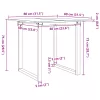 Tömör fenyőfa és acél étkezőasztal O-vázzal 80x80x75 cm