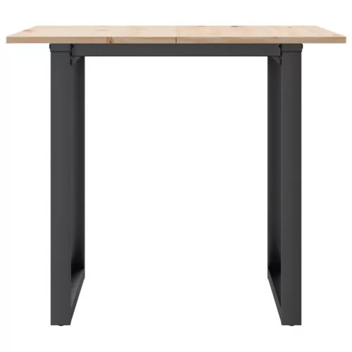 Tömör fenyőfa és acél étkezőasztal O-vázzal 90x90x75 cm