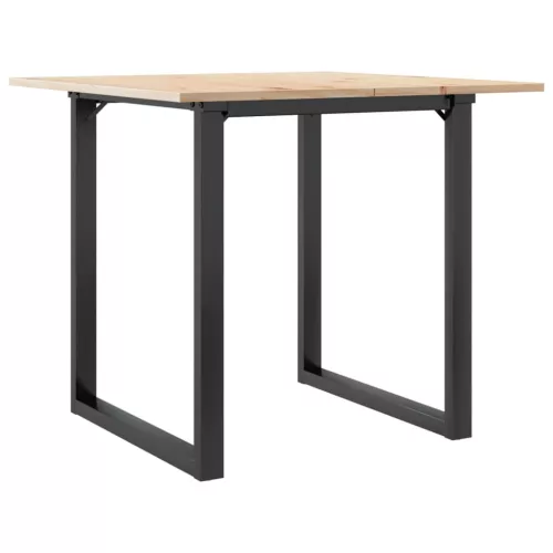 Tömör fenyőfa és acél étkezőasztal O-vázzal 90x90x75 cm