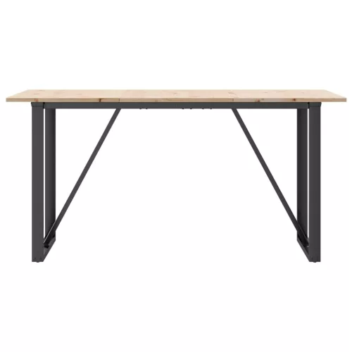 Tömör fenyőfa és acél étkezőasztal O-vázzal 140x80x75 cm