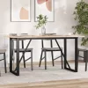 Tömör fenyőfa és acél étkezőasztal O-vázzal 160x80x75 cm