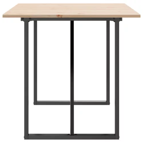 Tömör fenyőfa és acél étkezőasztal O-vázzal 160x80x75 cm