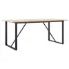 Tömör fenyőfa és acél étkezőasztal O-vázzal 180x90x75 cm