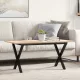 Tömör fenyőfa és acél dohányzóasztal X-vázzal 100x50x45 cm