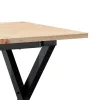 Tömör fenyőfa és acél dohányzóasztal X-vázzal 100x50x45 cm