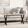 Tömör fenyőfa és acél dohányzóasztal X-vázzal 110x40x45 cm