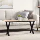 Tömör fenyőfa és acél dohányzóasztal X-vázzal 110x40x45 cm