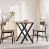 Tömör fenyőfa és acél étkezőasztal X-vázzal 70x70x75 cm