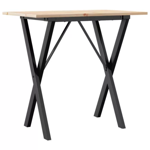 Tömör fenyőfa és acél étkezőasztal X-vázzal 80x50x75 cm