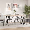Tömör fenyőfa és acél étkezőasztal X-vázzal 140x80x75 cm