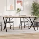 Tömör fenyőfa és acél étkezőasztal X-vázzal 180x90x75 cm
