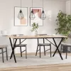 Tömör fenyőfa és acél étkezőasztal X-vázzal 180x90x75 cm