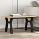 Tömör fenyőfa és acél dohányzóasztal Y-vázzal 80x50x40 cm