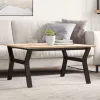Tömör fenyőfa és acél dohányzóasztal Y-vázzal 80x80x45 cm