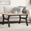 Tömör fenyőfa és acél dohányzóasztal Y-vázzal 90x90x45 cm