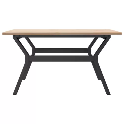 Tömör fenyőfa és acél dohányzóasztal Y-vázzal 90x90x45 cm