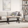 Tömör fenyőfa és acél dohányzóasztal Y-vázzal 100x50x45 cm