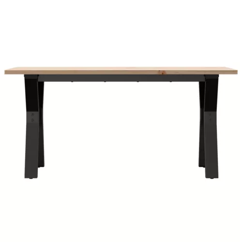 Tömör fenyőfa és acél dohányzóasztal Y-vázzal 100x50x45 cm
