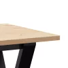 Tömör fenyőfa és acél dohányzóasztal Y-vázzal 100x50x45 cm