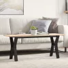 Tömör fenyőfa és acél dohányzóasztal Y-vázzal 110x40x45 cm