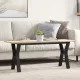 Tömör fenyőfa és acél dohányzóasztal Y-vázzal 110x40x45 cm