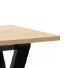 Tömör fenyőfa és acél dohányzóasztal Y-vázzal 110x40x45 cm