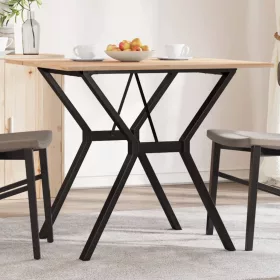   Tömör fenyőfa és acél étkezőasztal Y-vázzal 90x90x75 cm