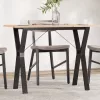 Tömör fenyőfa és acél étkezőasztal Y-vázzal 100x50x75 cm