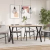 Tömör fenyőfa és acél étkezőasztal Y-vázzal 160x80x75 cm