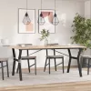 Tömör fenyőfa és acél étkezőasztal Y-vázzal 180x90x75 cm