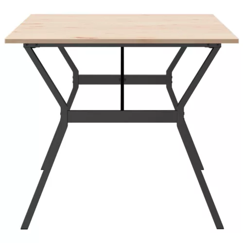 Tömör fenyőfa és acél étkezőasztal Y-vázzal 180x90x75 cm