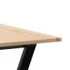 Tömör fenyőfa és acél étkezőasztal Y-vázzal 180x90x75 cm