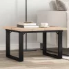 Tömör fenyőfa és acél O-vázú dohányzóasztal 70x70x40,5 cm