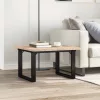 Tömör fenyőfa és acél O-vázú dohányzóasztal 70x70x40,5 cm