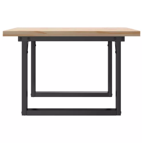 Tömör fenyőfa és acél O-vázú dohányzóasztal 70x70x40,5 cm