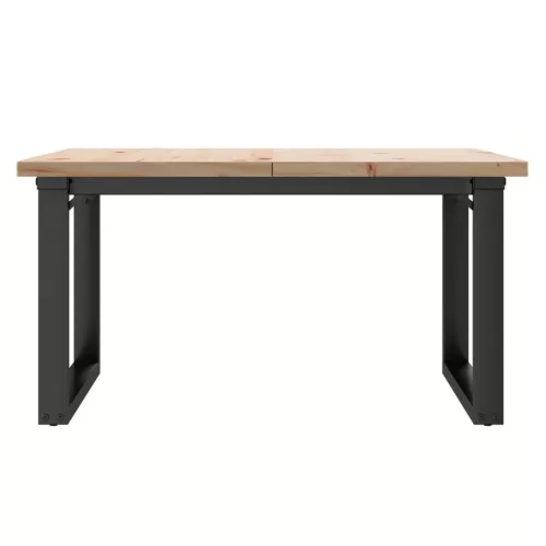 Tömör fenyőfa és acél O-vázú dohányzóasztal 80x80x45,5 cm