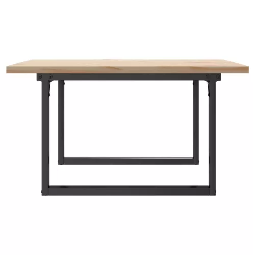 Tömör fenyőfa és acél O-vázú dohányzóasztal 80x80x45,5 cm