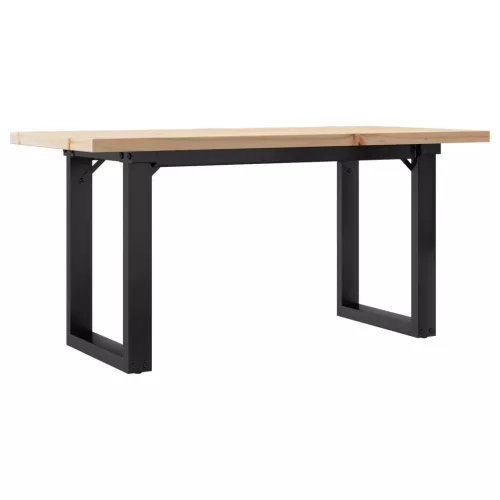 Tömör fenyőfa és acél O-vázú dohányzóasztal 90x40x45,5 cm