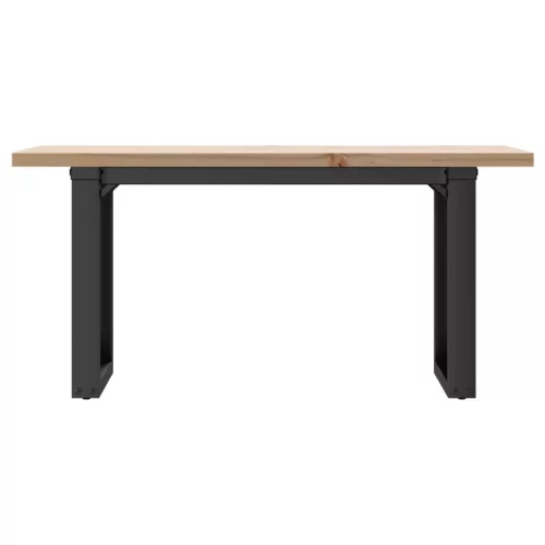 Tömör fenyőfa és acél O-vázú dohányzóasztal 90x40x45,5 cm
