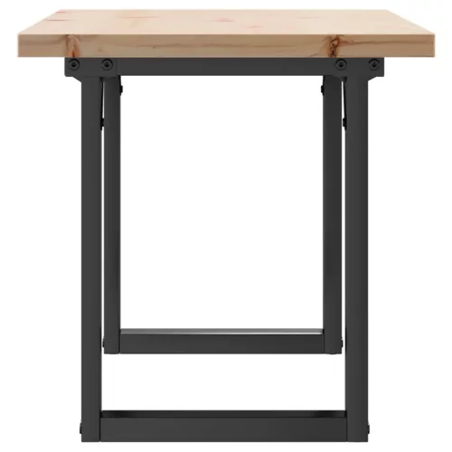 Tömör fenyőfa és acél O-vázú dohányzóasztal 90x40x45,5 cm