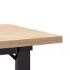 Tömör fenyőfa és acél O-vázú dohányzóasztal 90x40x45,5 cm